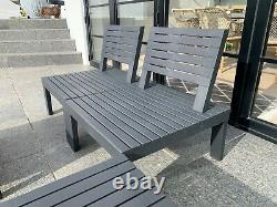 MOLOK GREY 4 SEATER GARDEN CORNER CHAIRS MODULAR SET With TABLE AND CUSHIONS