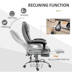 Massage Office Work Chair Ergonomic Reclining Cushion Seat Swivel Footrest Grey