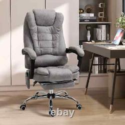 Massage Office Work Chair Ergonomic Reclining Cushion Seat Swivel Footrest Grey
