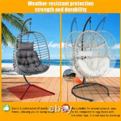 Meigar Hanging Egg Chair Rattan Swing Chair Foldable Single withCushion Garden