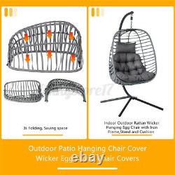 Meigar Hanging Egg Chair Rattan Swing Chair Foldable Single withCushion Garden