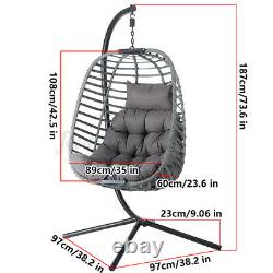 Meigar Hanging Egg Chair Swing Rattan WithHeadrest&Cushion&Stand Garden Furniture