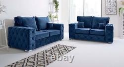 Milton Chesterfield 3 Seater & 2 Seater Sofas + Fibre Filled Fullback Cushions