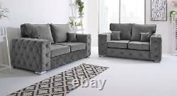 Milton Chesterfield 3 Seater & 2 Seater Sofas + Fibre Filled Fullback Cushions