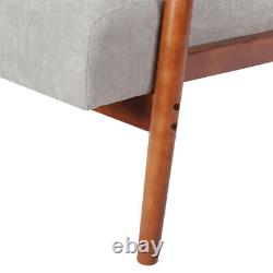 Minimalistic Accent Chair Wood Frame Sofa Thick Linen Cushion Wide Seat Armchair