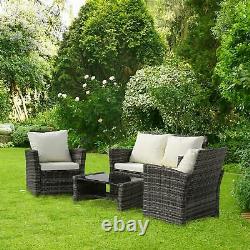Mix Grey Rattan Wicker Patio Garden Furniture Set 4 Seat Sofa Set Armchair UK