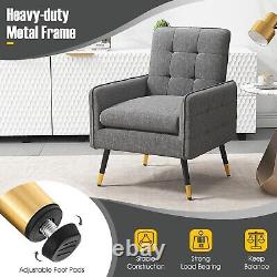 Modern Accent Chair Linen Fabric Upholstered Leisure Armchair Single Sofa Chair
