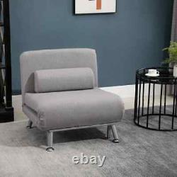 Modern Adjustable Back Futon Sofa Folding Chair Bed with Paddded Cushion Grey