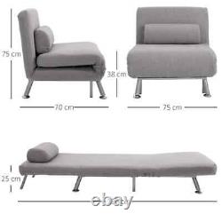 Modern Adjustable Back Futon Sofa Folding Chair Bed with Paddded Cushion Grey