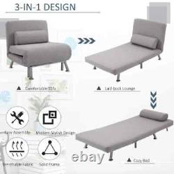 Modern Adjustable Back Futon Sofa Folding Chair Bed with Paddded Cushion Grey