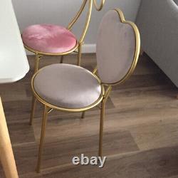 Modern Colourful Velvet Cushion Seat Gold Metal Heart Shape Backrest Chair Stool