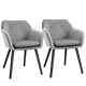 Modern Dining Chair Set Padded Velvet-feel Seat Kitchen Armrest Flat Dorm Grey