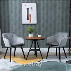 Modern Dining Chair Set Padded Velvet-Feel Seat Kitchen Armrest Flat Dorm Grey