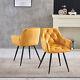 Modern Dining Chairs Velvet Padded Seat Metal Legs Kitchen Chair Home Office 1
