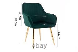 Modern Dining Chairs Velvet Padded Seat Metal Legs Kitchen Chair Home Office 1/2