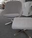 Modern Grey Fabric Swivel Armchair And Footstool Cs H67
