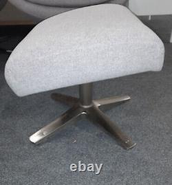Modern Grey Fabric Swivel Armchair And Footstool CS H67