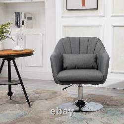 Modern Lounge Sofa Chair Adjustable Height Swivel Cushion Padded Linen Seat Grey