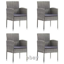 Modern Outdoor Garden Patio Set Of 4 Poly Rattan Dining Chairs With Cushions