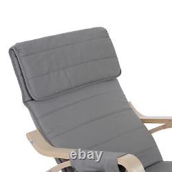 Modern Rocking Chair Office Lounge Reading Seat with Padded Cushion Footrest Grey