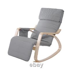 Modern Rocking Chair Office Lounge Reading Seat with Padded Cushion Footrest Grey