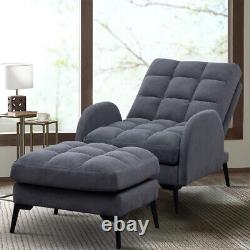 Modern Single Seater Sofa Lounge Relax Chair with Footstool Cushion Living Room