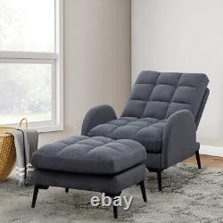 Modern Single Seater Sofa Lounge Relax Chair with Footstool Cushion Living Room
