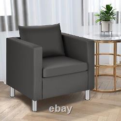 Modern Single Sofa Chair PU Leather Armchair Couch with Cushion Home Accent Chair