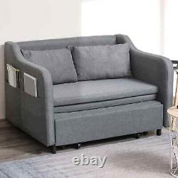 Modern Sofa 2 Person Seat Convertible Single Bed Lounge Chair Cushion Flat Grey