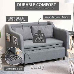 Modern Sofa 2 Person Seat Convertible Single Bed Lounge Chair Cushion Flat Grey