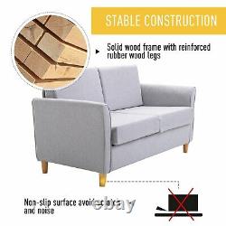 Modern Sofa 2 Person Seater Linen Lounge Chair Padded Cushion Living Room Grey