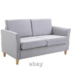 Modern Sofa 2 Person Seater Linen Lounge Chair Padded Cushion Living Room Grey