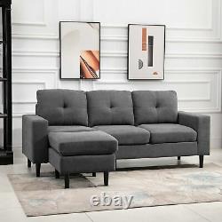 Modern Sofa 3 Person Seater Living Room Lounge Tufted Padded Cushion Chair Grey