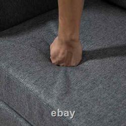 Modern Sofa Chair 2 Person Lounge Seat Linen-Feel Padded Cushion Flat Dorm Grey