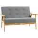 Modern Sofa Chair 2 Person Lounge Seater Tufted Padded Cushion Wooden Frame Grey