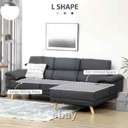 Modern Sofa Chair 3 Person Seater Padded Cushion Lounge Adjustable Headrest Grey