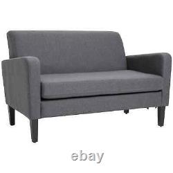 Modern Sofa Chair Padded Cushion 2 Person Lounge Seater Grey