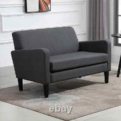 Modern Sofa Chair Padded Cushion 2 Person Lounge Seater Grey