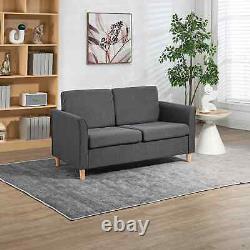 Modern Sofa Compact Lounge Chair 2 Person Padded Cushion Seat Space Saving Grey