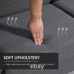 Modern Sofa Compact Lounge Chair 2 Person Padded Cushion Seat Space Saving Grey