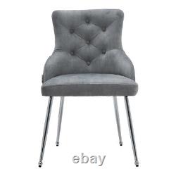 Modern Velvet Accent Dining Chairs Lounge Armchair with Cushion & Chrome Legs
