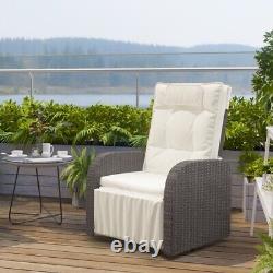 Mondeer Garden Recliner Chair 360° Swivel PE Rattan Lounge Armchair Grey & Beige