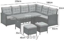 Monroe 8 Seater Garden Rattan Furniture Corner Dining Set Table Sofa Bench Stool