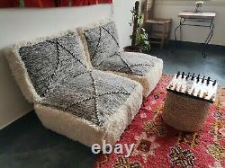 Moroccan Floor Cushion Set 2 Seats Cushions + 2 Back Cushions + 4 Zipped bags