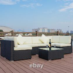 NEW Black/Grey Rattan Modular Outdoor Garden Furniture Coffee Table Sofa Set UK