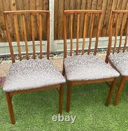 NEW Set Of 4 Wooden Brown Highback Retro Vintage Upholstered Grey Dining Chairs