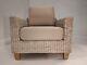 Next Rattan Armchair Beige Grey Padded Fabric Back & Seat Conservatory Chair