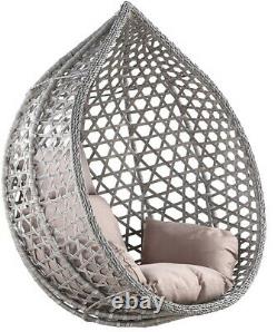 Nardo Rattan Swing Hanging Egg Chair Garden Indoor Outdoor Grey Large