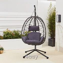 Neo Rattan Egg Chair Swing Garden Patio Hanging Seat Hammock with Cushions Stand