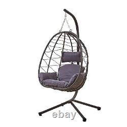 Neo Rattan Egg Chair Swing Garden Patio Hanging Seat Hammock with Cushions Stand